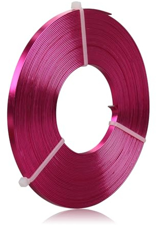 Flaches Aluminiumdraht - 5 x 1 mm - 10 Meter breites flaches Schmuckhandwerksdraht für Fassung, Modellieren, Armatur, Schmuckherstellung - Rosarot