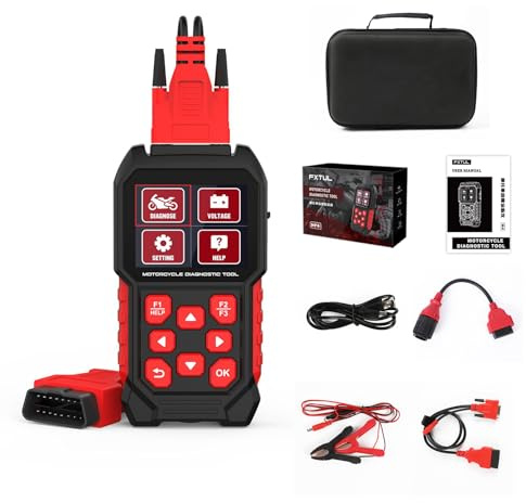 QPKING M4 Motorrad-Diagnosegerät für BMW-Motorräder mit 10-Pin-Anschluss | Eigenständiges Handgerät, Fehlercodes und Live-Daten, ABS-Entlüftung, 17 Sprachen, 16-Pin-OBD2-Kabel für unterstützte Pkw