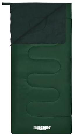 Milestone Camping Sacco a pelo, leggero, 2 stagioni, rettangolare, impermeabile, con borsa per il trasporto, ideale per campeggio, viaggi e festival