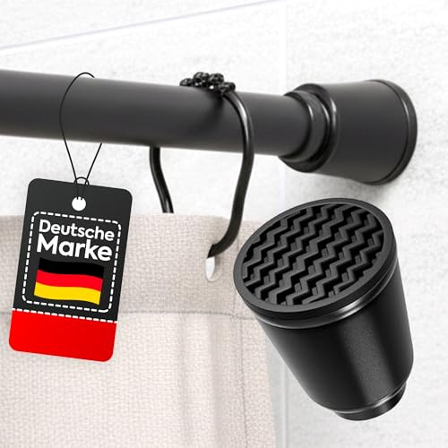AKAYGUN Gardinenstange ohne Bohren (Schwarz, 220-350cm) Teleskopstange zum Klemmen, Spannstange ohne Schrauben, für Innen- und Außenbereich zum Klemmen