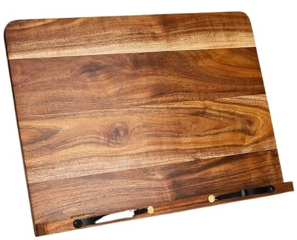 HYKJCSS Buchständer Buchhalter Tisch-Kochbuchständer Aus Holz, Massiver Akazienholz-Rezeptbuchhalter, Arbeitsplatte, Tablet-Staffelei Kochbuchhalter(28 * 19.5cm)