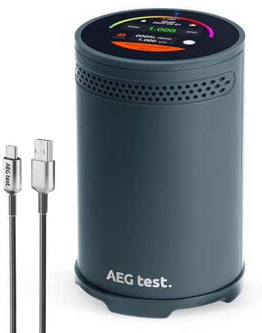 HOUND-3699 Radon Detector, 10-Minute Measurement Updates, Touchscreen Color Display, Audible & Visual Alarm, AEGTEST Long-Term Radon Concentration Monitoring for Home - Blue