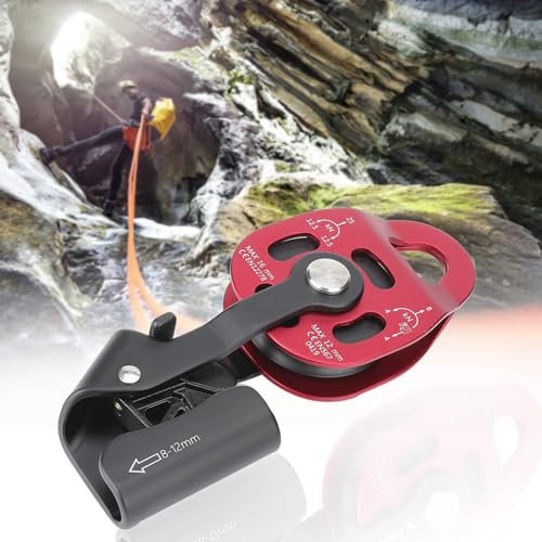 Kletterrolle, Kletterausrüstung, Feststellrolle, Rollenrad, 4KN-Aluminium, Robust, Einzeldrehseil, Flaschenzug für 8–12 Mm Seil, Kletterrolle
