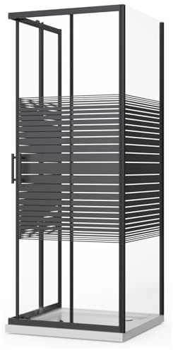 ZIK - Box Doccia 80x80x80 Angolare 3 Lati Nero (Altezza 190) Cabina Doccia Completa in Vetro Temperato 6mm Reversibile, Box Doccia Completo con Porta Scorrevole, Tutti i Componenti sono Inclusi