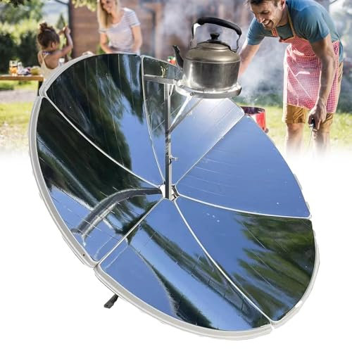 Fornello Solare Portatile, fornello da Campeggio Solare, Temperatura Punto focale 100 ℃, Lunghezza focale 23 m, Potenza di Fuoco Regolabile, Forno Solare parabolico per oliare l'acqua, Cucinare