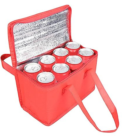 Weiche Kühltasche, isolierte Thermo-Lebensmittel-Liefertasche, tragbare Lunchtasche, Kühlbox, Picknicktasche für Camping, Grillen, Einkaufen (rot, groß)