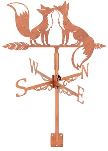SUPERDANT Banderuola Vento A Forma di Volpe Segnavento In Metallo A Forma di Animale In Rame Rosso Banderuola Segnavento da Tetto Segnali per Fattoria Giardino Prato Paddock Magazzino