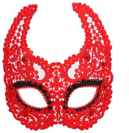 Boland - Halloween Augenmaske Teufel | Maske mit Spitze für Teufel Kostüm, Karneval und Mottoparty