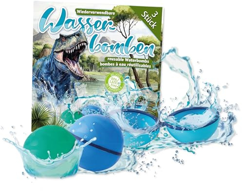 TapirElla Wasserballons 3er-Set – wiederverwendbar, Wasserbombe Silikon, Magnetverschluss, Dino Design, für Kinder & Erwachsene – Sommer Spielspaß für Garten, Pool & Outdoor Lutz Mauder
