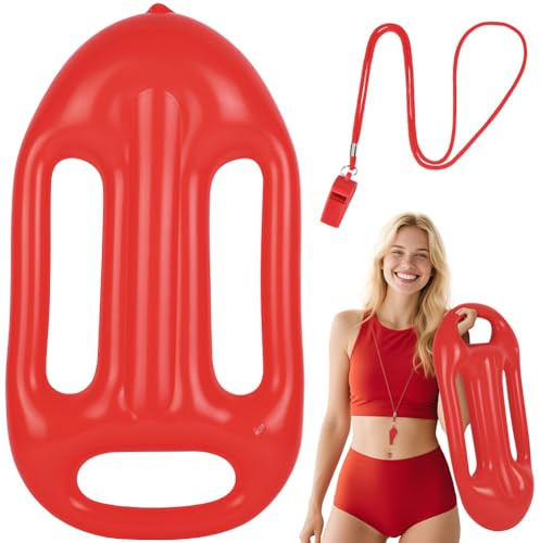 Alaoo 2 Stück Lifeguard Fasching Kostüm Herren Damen, Rettungsschwimmer Kostüm Set, Sportpfeifen, Rettungsring, Baywatch Kostüm Zubehör für Halloween Karneval