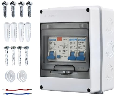 PRITOK Consumer Unit Circuit Breaker: 2Ways IP65 Waterproof ABS Anti-Leakage Fuse Box, High-Durability IP65 Protective Enclosure, Garage Distribution Box, for Outdoor and Indoor Use (110x150x90mm)