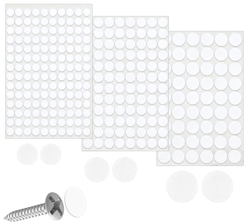 290 Pièces Cache Vis Blanc,12mm 15mm 21mm PVC Cache Trou Meuble CAC-h Vise,Autocollant Caches Vies,PVC Caches Trou Meuble Ca-Che Vises,Décoratifs Plastique CAC-he Couvre VI-s pour Trous de VI