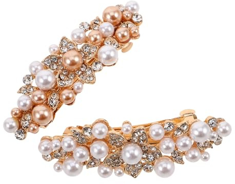 MUCKLILY 2 pezzi Fermagli con e Clip Molla Francesi Eleganti per Donna e Ragazza Accessori Pin per Acconciature Raffinate e Fissaggio Sicuro