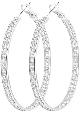 Senteria Creolen Silber 925 für Damen Leicht Ohrringe Silber 925 Creolen Groß Hypoallergen Funkelnde Zirkonia Ohrringe für Damen 60MM