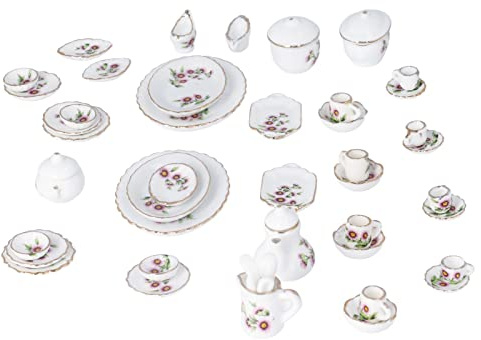RIZGHWOY Juego de Tazas de té de Cerámica en Miniatura Decorativas de Simulación de Casa de Muñecas, Exquisito Juego de Juguetes de Fiesta de té de Porcelana para Casa de Muñecas 1:12, para (#11)