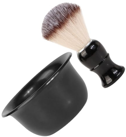 VILLCASE Set da Barba per Uomo Pennello in Abs Nero e Ciotola per Creare Schiuma Ricca, Accessori per Rasatura Professionale la Pulizia e Cura della Barba