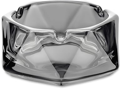Aunlix Cenicero de cristal, cenicero grande de cristal, cenicero para puros, cenicero para el hogar y restaurantes, cenicero de escritorio, decoración de mesa (Gris)