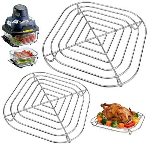 Parrilla de acero inoxidable compatible con Ninja Crispi AirFryer, rejilla de repuesto para recipiente de cristal Ninja Crispi de 3,8 L y 1,4 L, apto para lavavajillas, para accesorios Ninja Crispi, 2