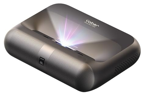 Vidéoprojecteur Ultra Courte Focale, YABER K300s 4K Supporté Triple Laser TV, 100 à 24cm, Dolby Vision, 150% NTSC, Google TV Intégré, Enceintes JBL 30W, Projecteur Home Cinéma Haut de Gamme