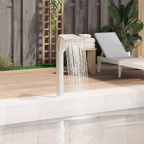 LoogCape Cascada de piscina de acero inoxidable, 50 x 30 x 90 cm, color plateado para estanque, fuente de jardín, fuente ornamental, cascada