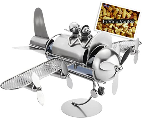 BRUBAKER Flaschenhalter Paar im Flieger Metall Skulptur Geschenk mit Geschenkkarte