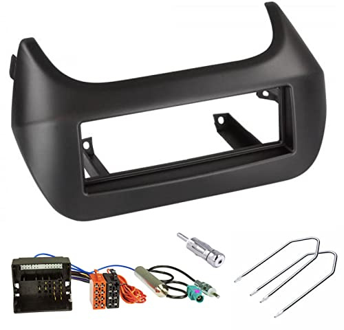 Sound-way Single DIN Car Radio Frame Installation Kit, 1 DIN Front Panel Frame, ISO Connector Cable, Antenna Adapter, Release keys, compatible with Citroen Nemo, Fiat Fiorino Qubo, Peugeot Bipper