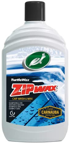 Turtle Wax Champú para autos Zip Wax, 500 ml - Doble acción: lavado de autos concentrado y cera de carnauba para autos: aplicar, enjuagar y secar para un brillo como el de una sala de exposición