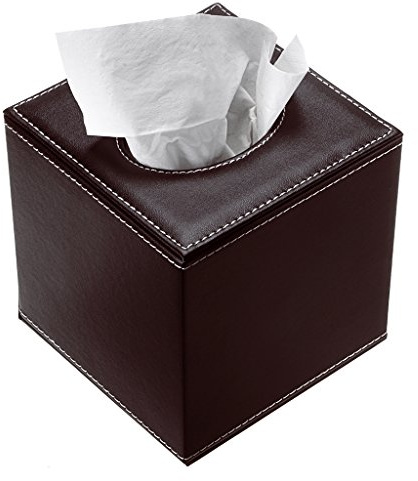 BTSKY, Hülle/Behälter für Papiertaschentuchpackung, für Haushalt und Büro, PU-Leder, rechteckig Brown Cube