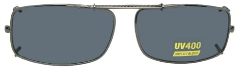Slim Rectangle Non Polarized Clip on Sunglasses for Men and Women – Clip-On Sunglasses For Eyewear (Pewter Non Polarized Gray Lens, 60mm Width x 39mm Height, Millimeters)