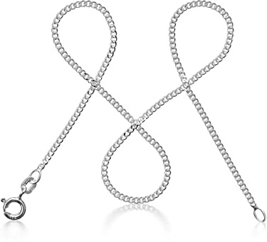modabilé Panzerkette Damen Halskette 925er Sterling Silber (45cm kurz I 1,7mm breit) Nur Silberkette 925 ohne Anhänger Silberne Kette für Frauen