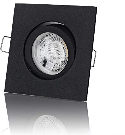 lambado® Premium LED Spot 230V Flach Schwarz - Hell & Sparsam inkl. 5W Strahler warmweiß dimmbar - Moderne Beleuchtung durch zeitlose Einbaustrahler/Deckenstrahler