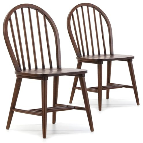 VS Venta-stock Pack 2 chaises Clarck Couleur Noyer, Bois Massif, 48 cm (Longueur) 48 cm (Profondeur) 92 cm (Hauteur)