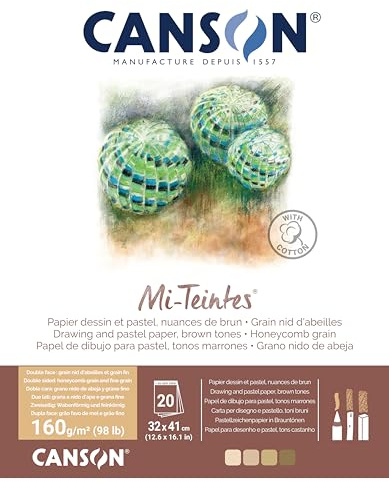 CANSON Mi-Teintes - Bloc 20 feuilles de papier dessin 32X41 - 160g/m² - Nuances de marron