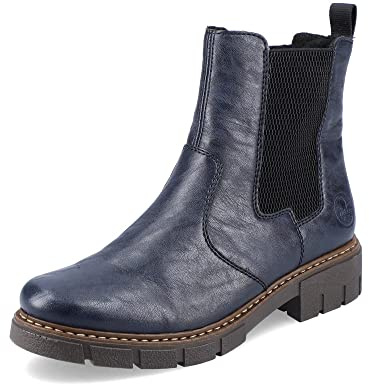 Rieker Damen Chelsea Boots Z3561, Frauen Stiefeletten,uebergangsschuhe,uebergangsstiefel,Schlupfstiefel,flach,Stiefel,Bootee,blau (14),40 EU / 6.5 UK