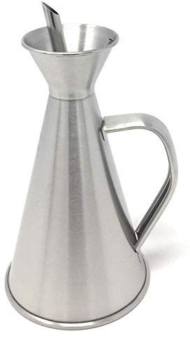 LifeStyle Azzayt Huilier en acier inoxydable avec bouchon bec verseur anti-goutte, distributeur d'huile, vinaigre, vinaigrier, récipient rechargeable, design classique 250 ml