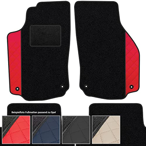 moto-MOLTICO Fußmatten Auto Velours Autoteppiche Schwarz Automatten | Set 4-teilig - Auffälliges Design - passend für Opel Meriva B 2010-2017 (Rotes Muster)