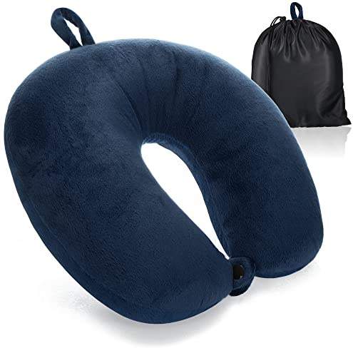 com-four® cuscino per il collo premium - cuscino per il supporto del collo con memory foam - cuscino per il collo per adulti - cuscino da viaggio morbido e vellutato per aereo