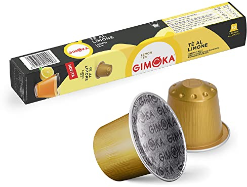 Gimoka Goût THÉ AU CITRON - 100 Capsules Aluminium - Compatibles avec les machines à café à usage domestique Nespresso* - Produit en Italie (lot de 10 x 10)