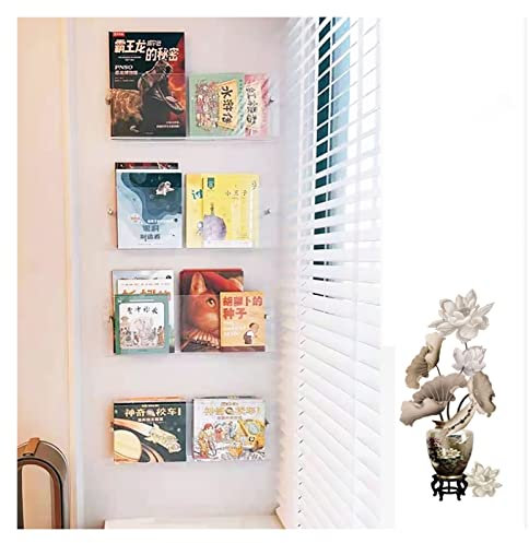 1-stöckiges hängendes Bücherregal, Zeitschriftenständer, Literaturregal, Zeitschriftenhalter, Broschürenhalter, Wandhalterung, schwimmende Bücherregale aus durchsichtigem Acryl for Büro, Kirche, Warte