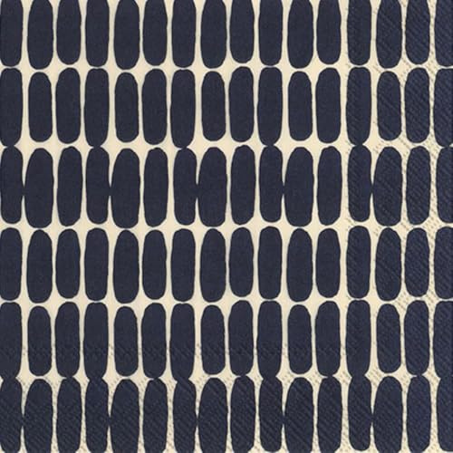 IHR Ideal Home Range Party Marimekko Einweg-Papierservietten, 3-lagig, 16,5 x 16,5 cm, Alku Linen Schwarz