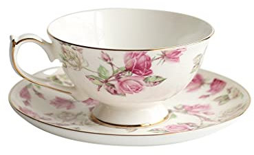 Teetassen-Set Rose Teekanne Teetasse Untertasse Milchkännchen Zuckerdose Obstschale Teeservice Kaffeeservice Küchenutensilien (A wie abgebildet)