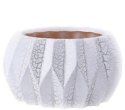 GImLY Silberne Crack-Blumen-Keramik-Blumentöpfe, dekorativ für saftige Pflanzen, Bonsai-Topf, Hausgarten, Sukkulententopf, Blumentopf, Balkon-Dekoration, Haushalt, Büro, Vase, Hausgarten