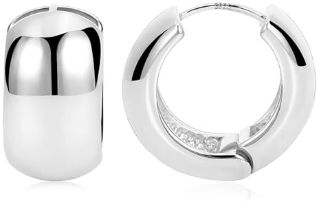 ALEXCRAFT Boucles d'oreilles Créoles en Argent Femmes Hypoallergéniques Petites Boucles d'oreilles Créoles Épaisses Boucles d'oreilles Huggie Bijoux Cadeau 1.8 Cm Mini Boucles d'oreilles Femme