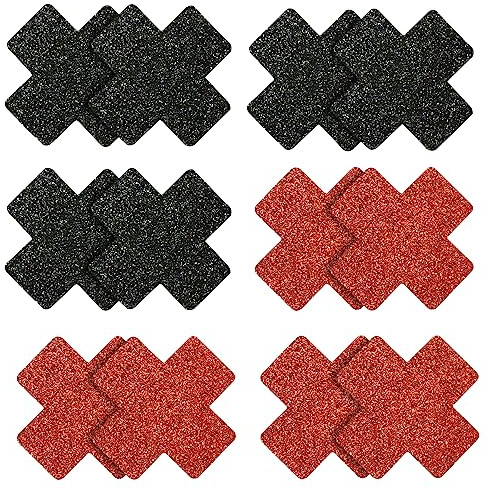 6 Paires Cache Tetons Femme Invisible, Croix Paillettes Pétales Crème de Mamelon Auto-adhésif Invisible Mince Mamelon Manchon Autocollant Femmes Filles Dames Robe de Pâtisserie