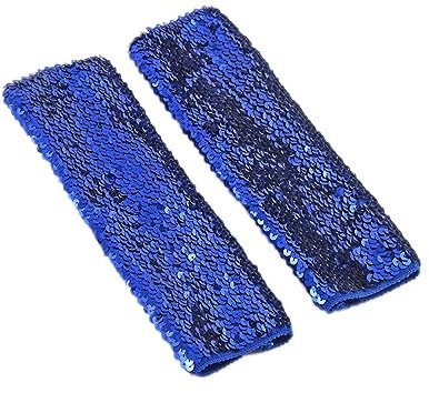 Fingerlose Pailletten Handschuhe,Halbfingerhandschuhe mit Pailletten,Arm Warmers Long Stulpen Handschuhe,für Maskeradepartys Halloween Cosplay Accessoires Opernaufführungen,Blau,9×21cm