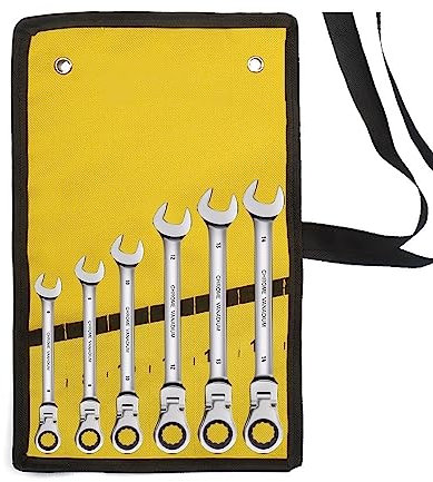 Set Chiavi Inglese Set di chiavi a cricchetto flessibile, modello di chiave 6-22 mm, kit di chiavi flessibili combinate a cricchetto con anello dentato testa flessibile metrica Chiavi Inglese ( Color