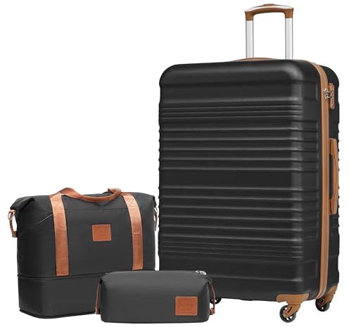 COOLIFE Set di Valigie Rigida 3 Pezzi, Set Valigie con Borsone da Viaggio Espandibile Palestra e Borsa da Toilette, Valigia con 4 Rotelle Girevoli a 360° TSA Serratura