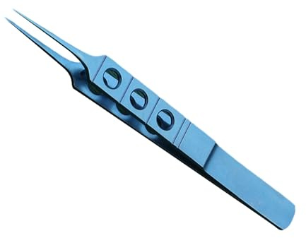 Pinzas para párpados de acero inoxidable de 11 cm con plataforma de gancho sin dientes para intervenciones quirúrgicas. Pinzas de plataforma
