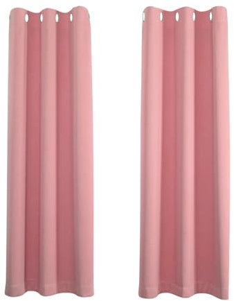 Happy Homewares Pink Eyelet Curtains - 66 x 84 Inch Drop - Elegant Room Darkening Blackout Curtains with Thermal Insulation - 2 Panels for Bedroom or Living Room