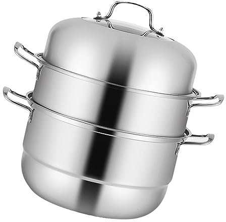 ANSNOW 1 Unid Vaporera Bandeja para Servir Sopa Europea Olla de Vapor Utensilios de Cocina de Metal Olla Al Vapor Utensilios de Cocina Inoxidable Olla de Tres Capas Utensilios de Cocina Asiáticos 28